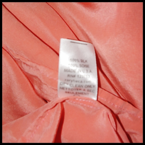 Silk Salmon Colored Belted Tunic, M - Picture 6 of 6